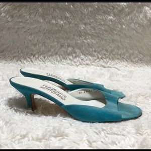 Salvatore Ferragamo Blue Suede Heels